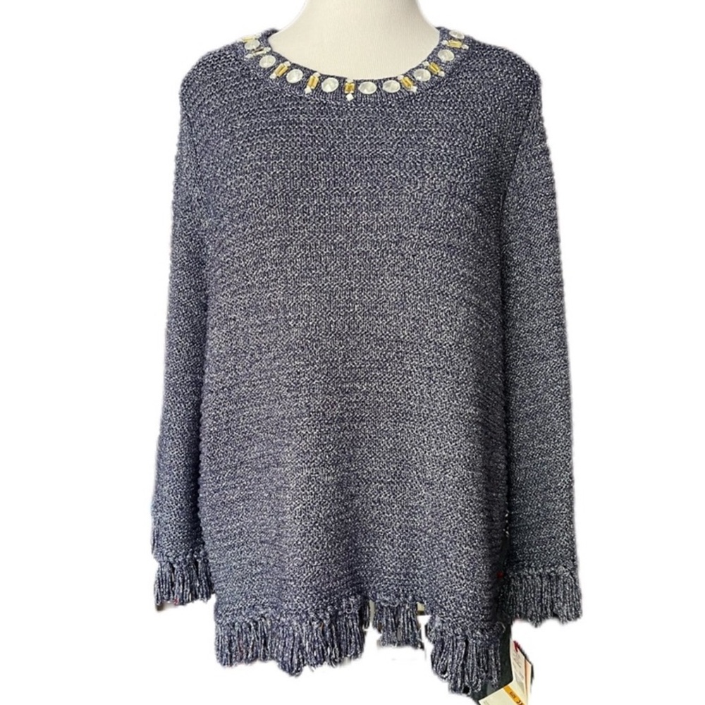New Ruby Rd sweater size 3X “Spellbound” sparkly silver purple fringe beaded NWT